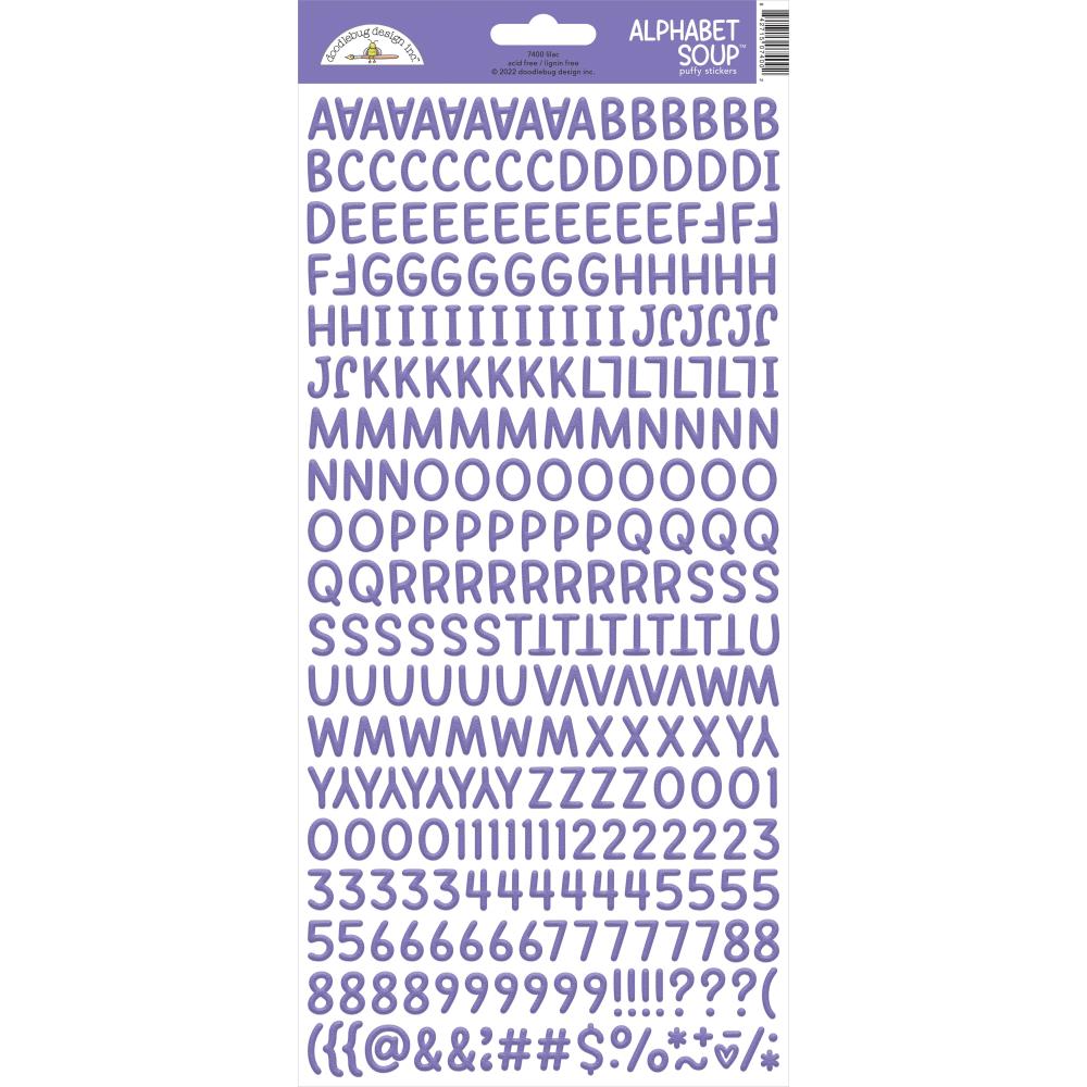 Lilac Alphabet Soup Puffy Stickers