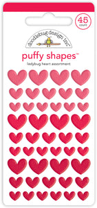 Ladybug Heart Puffy Shapes Stickers