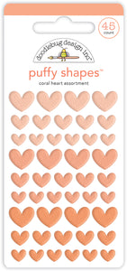 Coral Heart Puffy Shapes Stickers