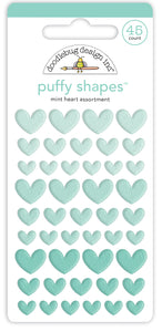 Mint Heart Puffy Shapes Stickers