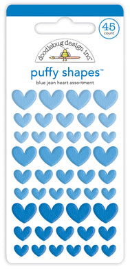 Blue Jean Heart Puffy Shapes Stickers