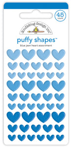 Blue Jean Heart Puffy Shapes Stickers