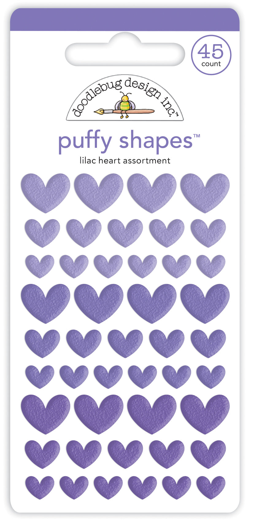Lilac Heart Puffy Shapes Stickers