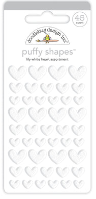 Lily White Heart Puffy Shapes Stickers