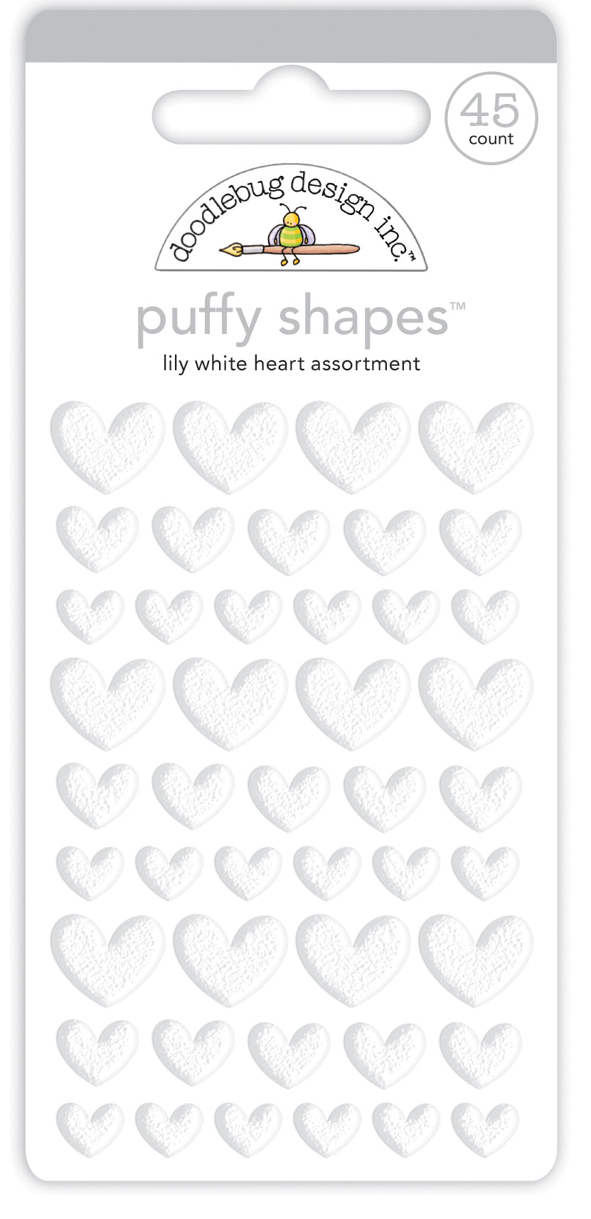 Lily White Heart Puffy Shapes Stickers