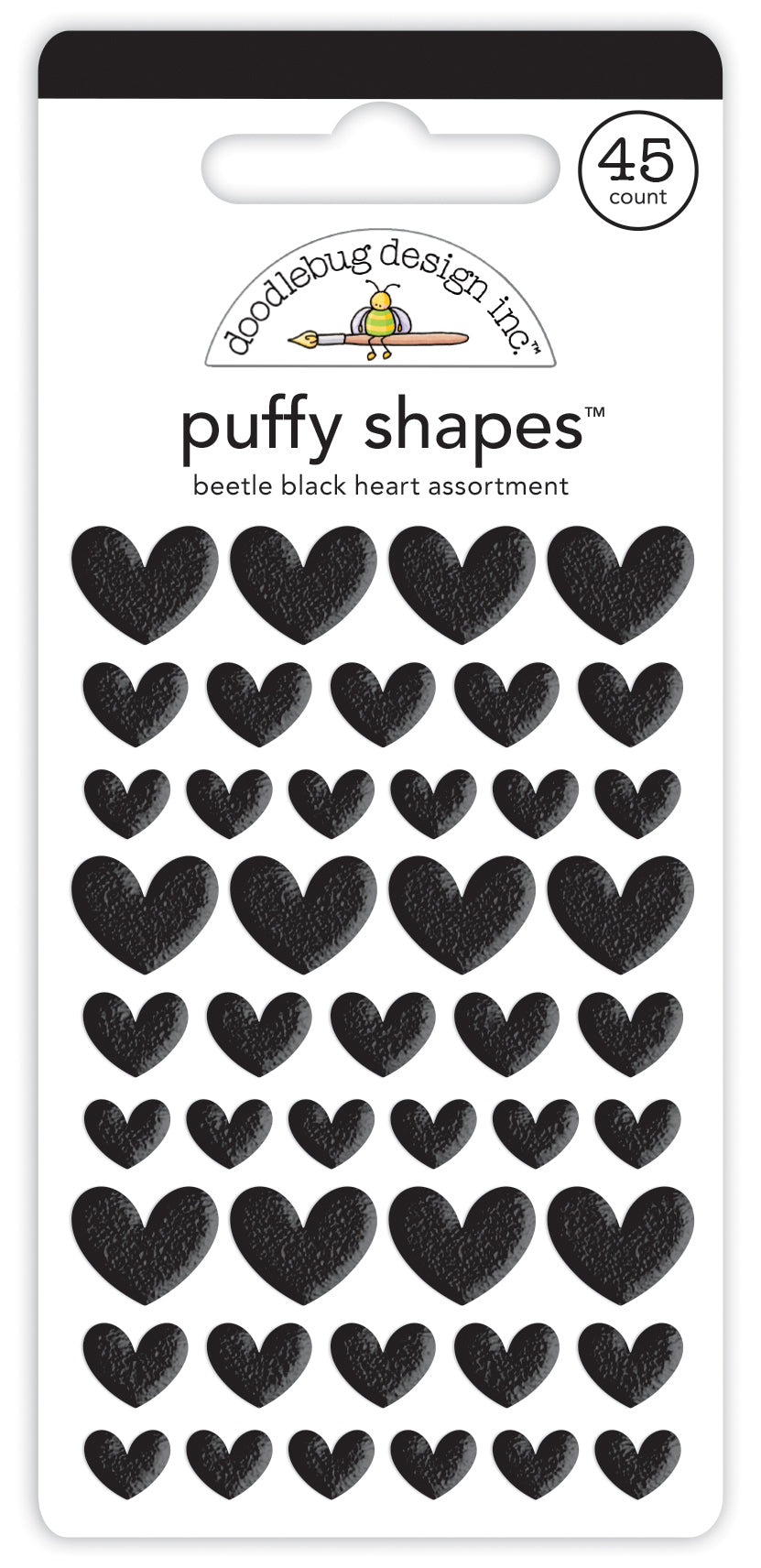 Beetle Black Heart Puffy Shapes Stickers