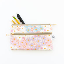 Load image into Gallery viewer, Blue Daisy Patch Pencil Pouch