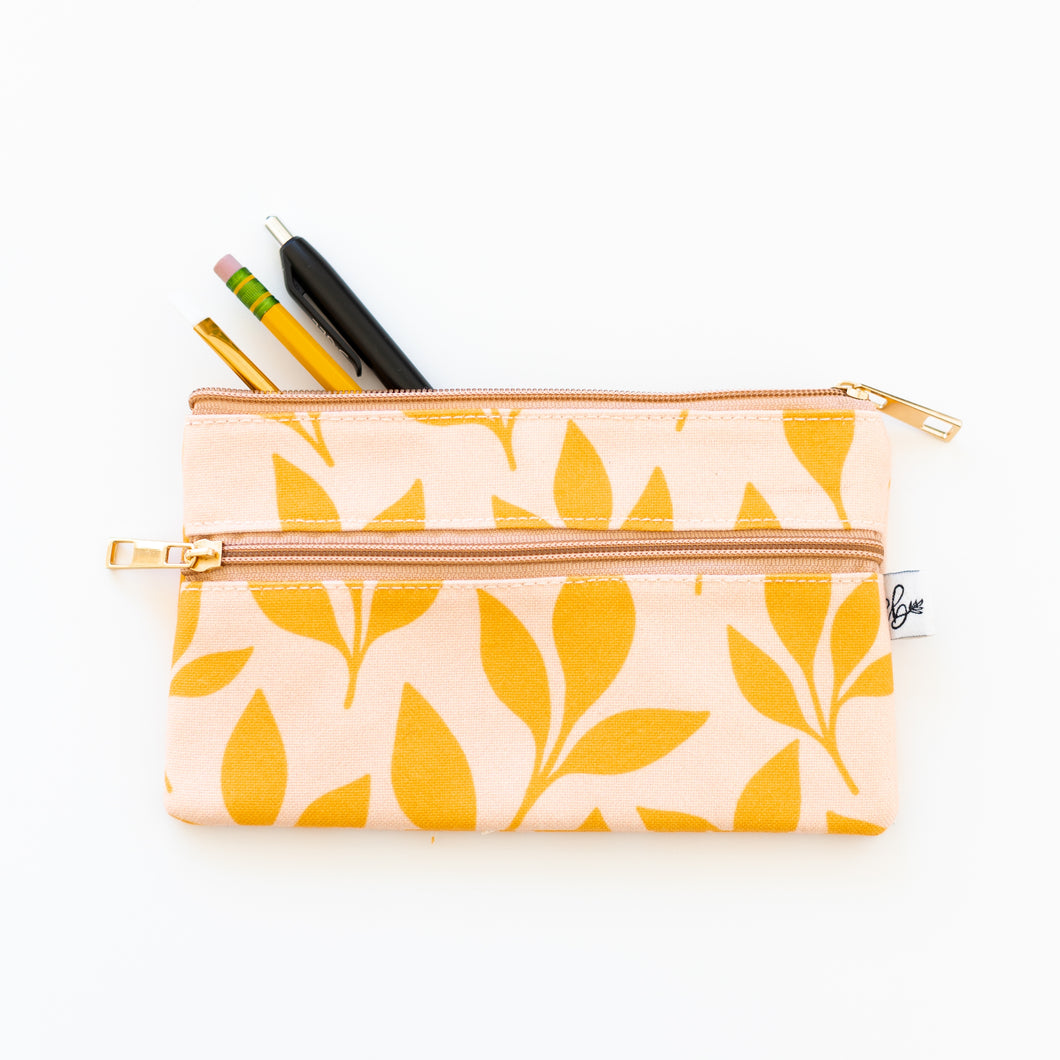 Tangerine  Leaves Pencil Pouch