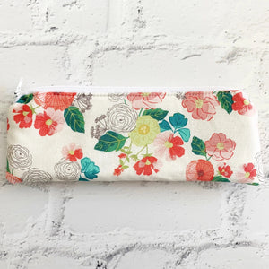 Cream Floral Pencil Pouch