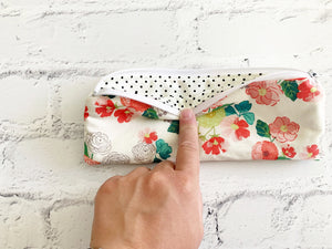 Cream Floral Pencil Pouch