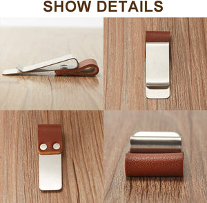 Tan/Gold Faux Leather Clip-On Pen Holder