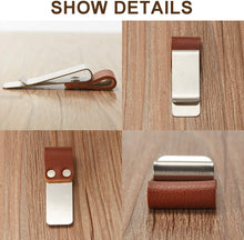 Load image into Gallery viewer, Tan/Silver Faux Leather Clip-On Pen Holder