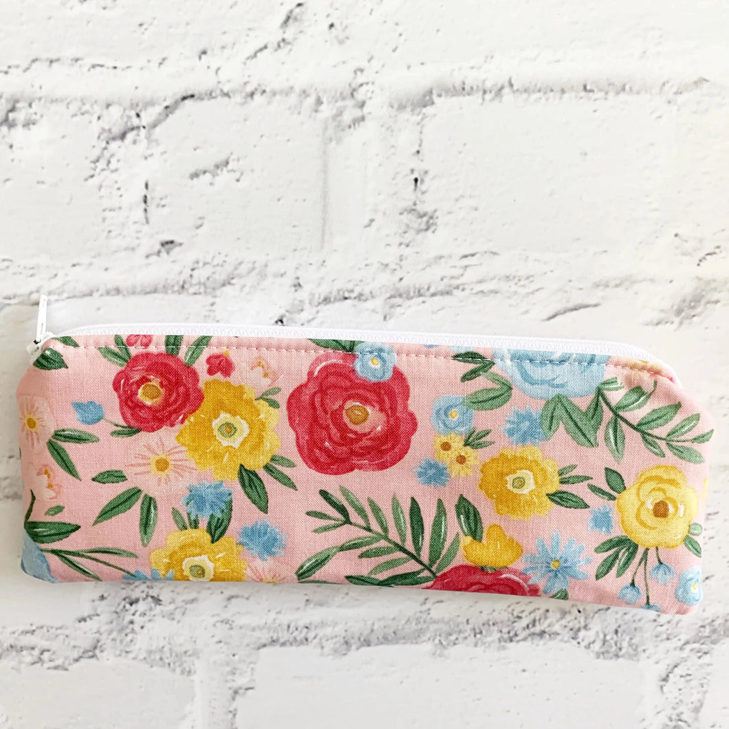 Pink Floral Pencil Pouch