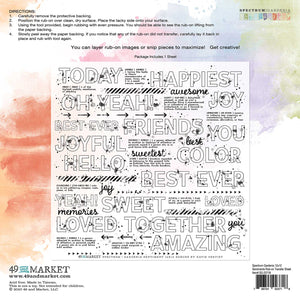 49 & Market Spectrum Gardenia Sentiments 12x12 Rub-Ons