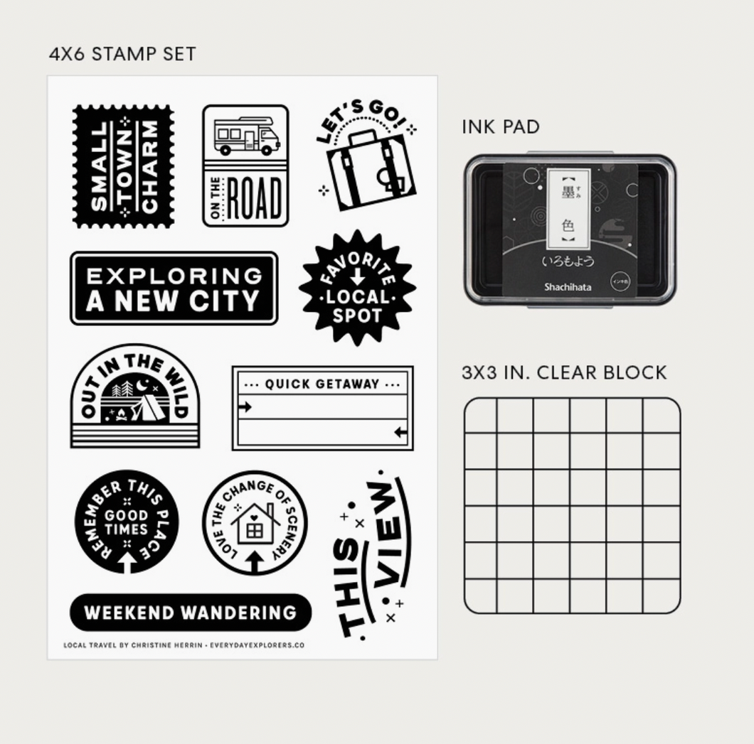 Everyday Explorers | Local Travel - 4x6 Clear Stamp Starter Kit