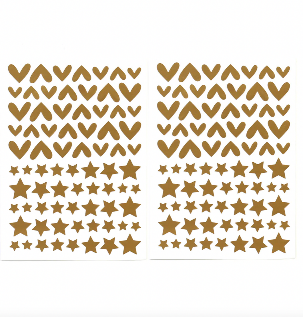Matte Gold Hearts & Stars Cardstock Stickers