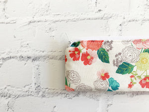 Cream Floral Pencil Pouch