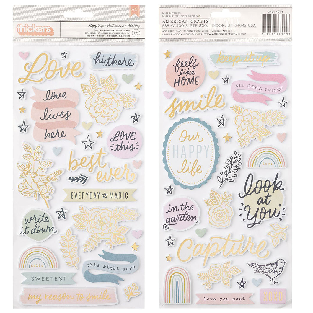 Gingham Garden Happy Life Thickers Stickers