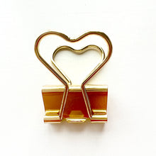 Load image into Gallery viewer, 5 Pack Gold Heart Binder Clips