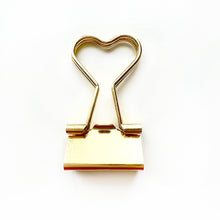 Load image into Gallery viewer, 5 Pack Gold Heart Binder Clips