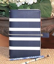 Load image into Gallery viewer, Navy Stripe Traveler&#39;s Notebook