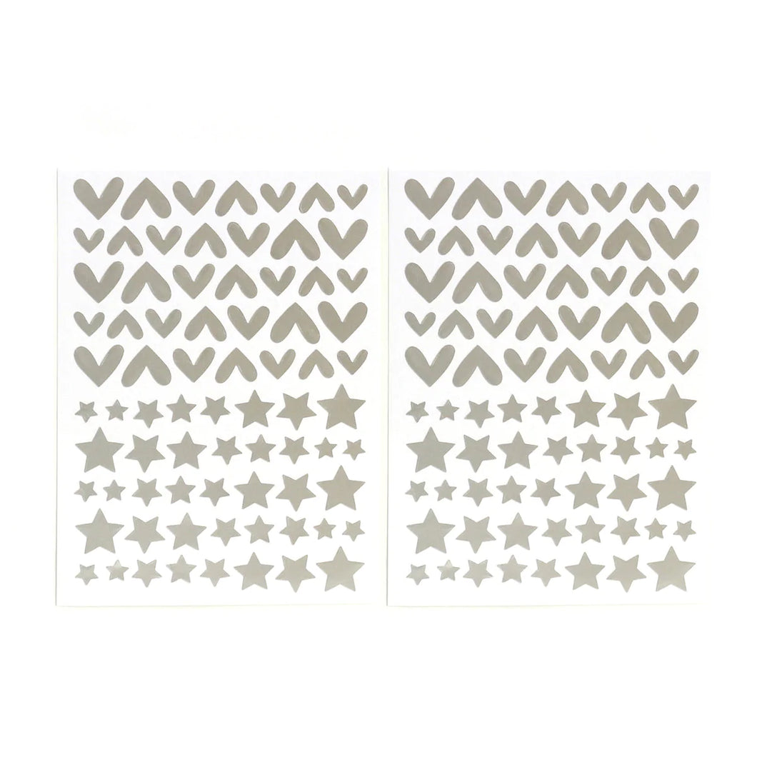Matte Silver Hearts & Stars Cardstock Stickers