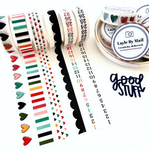 Black Vertical Numbers Washi Tape - EXCLUSIVE