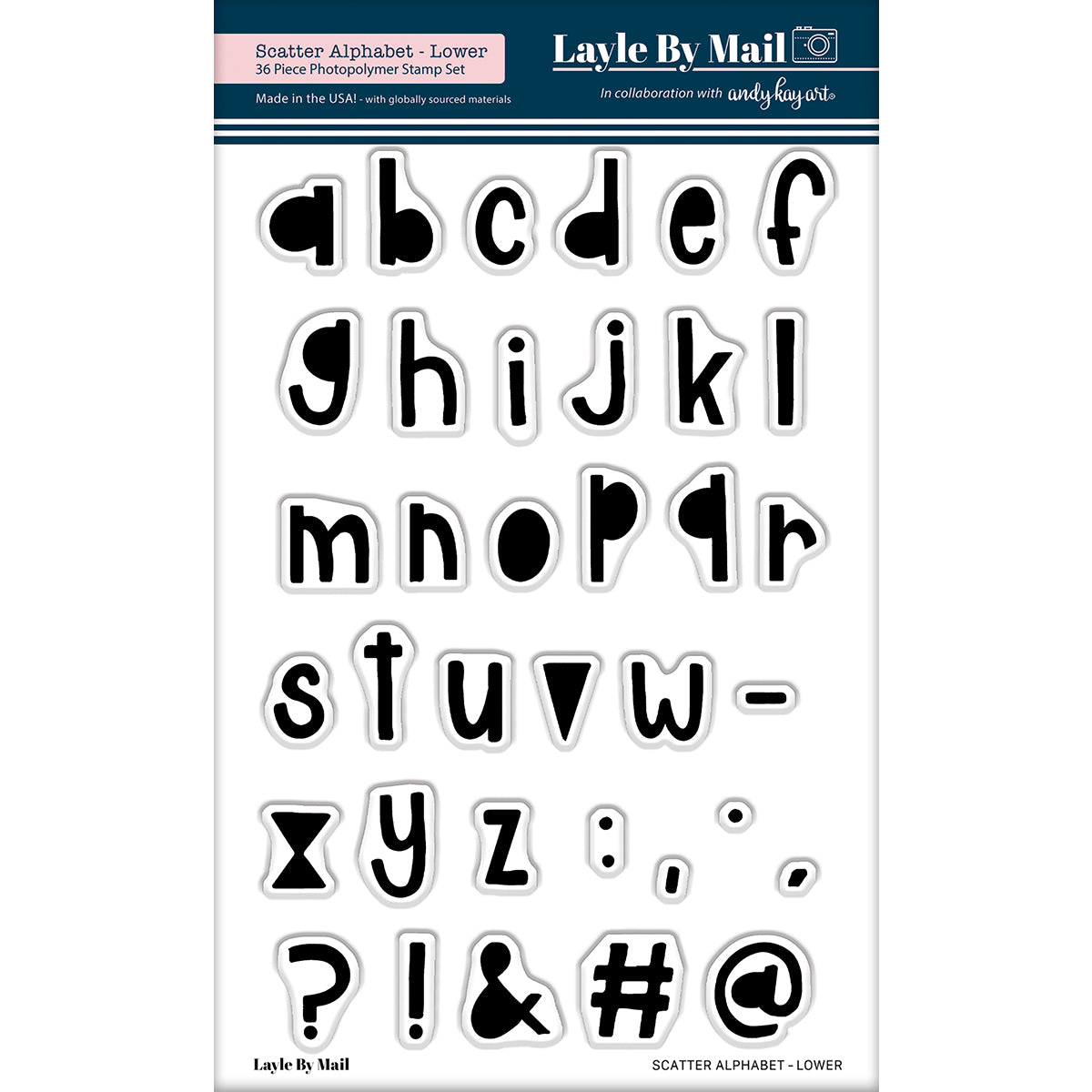 Scatter LOWER Alpha 4x6 Stamp Set – Layle By Mail