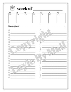 Weekly Planning Printable - DOWNLOAD ONLY